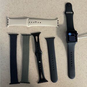 Apple Watch with Black, Ivory and Olive Bands - Multiple Silicone & Woven Straps